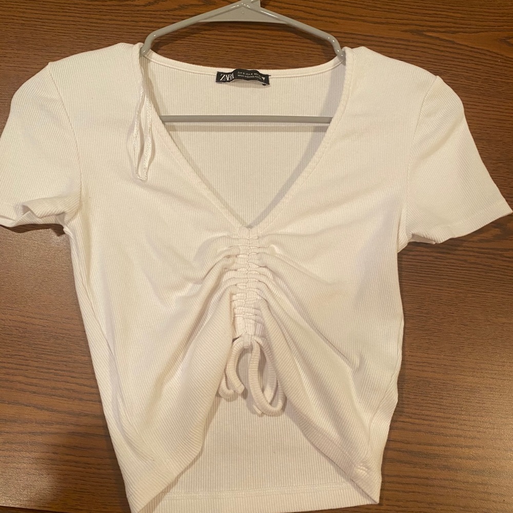 Zara white crop top